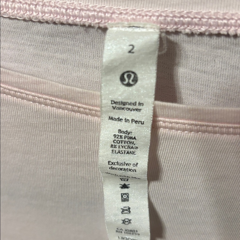 Lululemon Women’s Pink Long Sleeve Tee Relaxed Fit Stretch Sz 2 EUC Boat Neck - Picture 4 of 4
